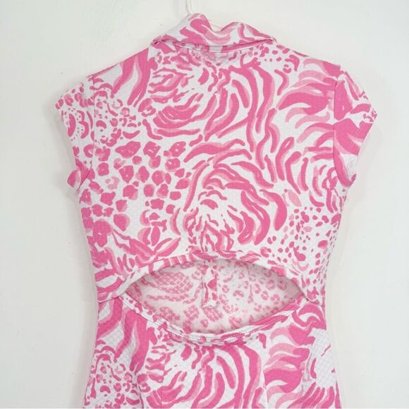 Lilly Pulitzer Raya Get Spotted Pink White Keyhole Back Cap Sleeve Mini Dress - Picture 11 of 16